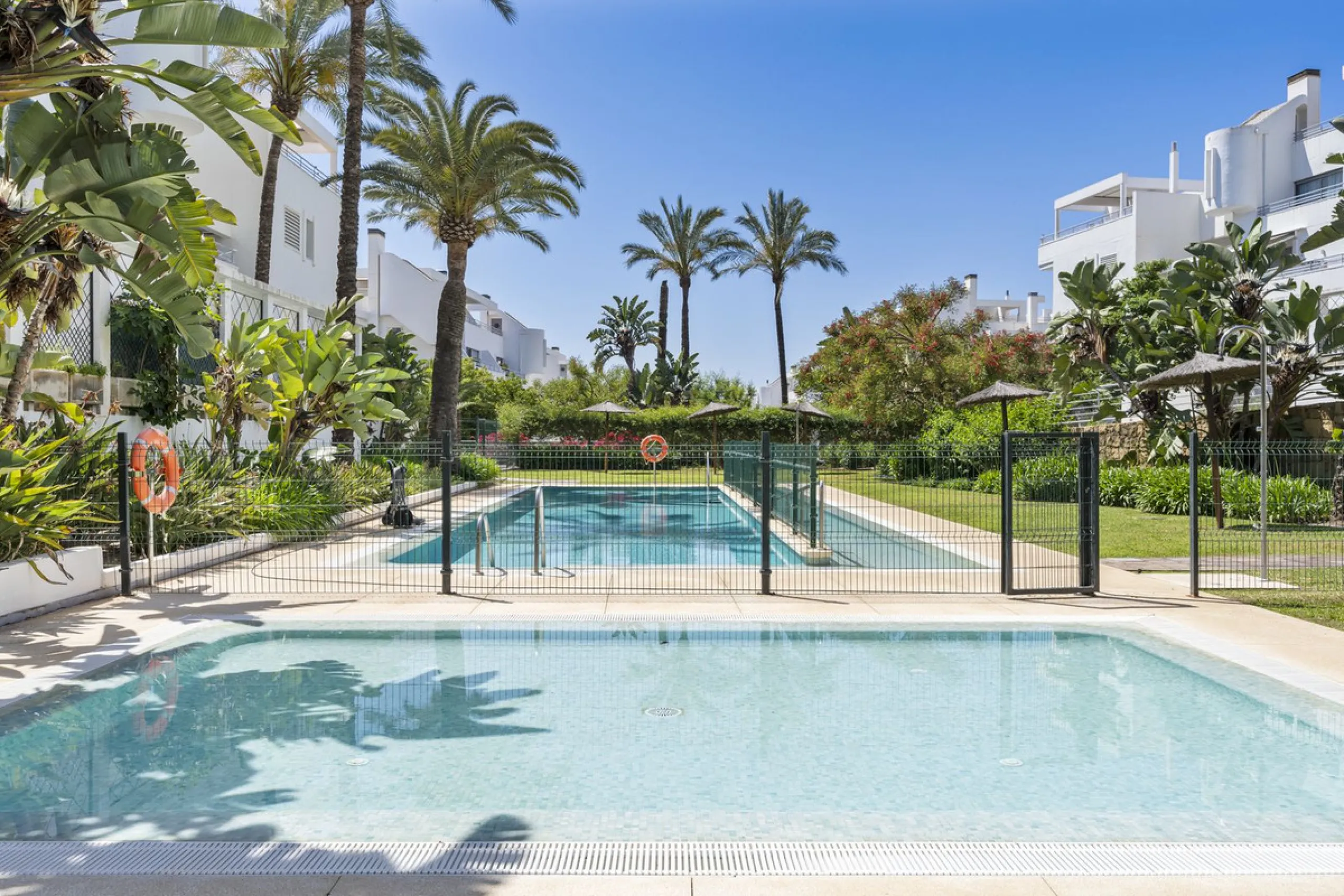 Looking for a spacious apartment with a west-facing terrace in a well maintained community with multiple swimming pools? We are delighted to present this immaculate first-floor, two-bedroom apartment, where both bedrooms benefit from en-suite bathrooms, o