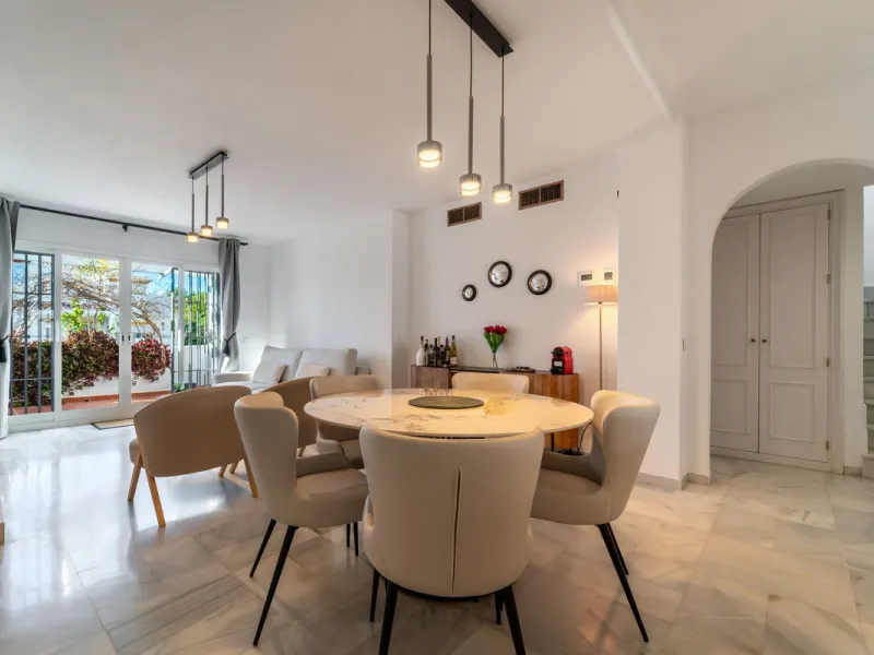 Located in the prestigious area of Nagüeles, Marbella, this elegant 3-bedroom, 3-bathroom duplex apartment occupies the first and second (top) floors of the sought-after Urb. Pueblo Bermejo, offering privacy, comfort, and an exceptional residential settin