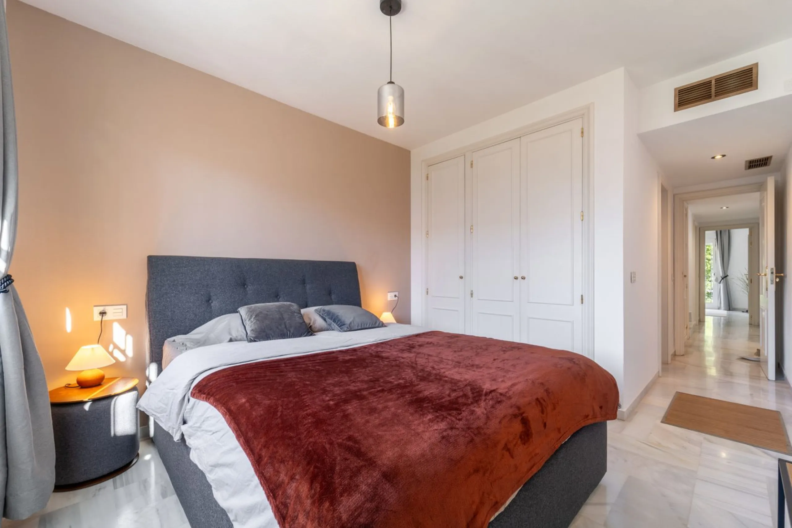 Located in the prestigious area of Nagüeles, Marbella, this elegant 3-bedroom, 3-bathroom duplex apartment occupies the first and second (top) floors of the sought-after Urb. Pueblo Bermejo, offering privacy, comfort, and an exceptional residential settin