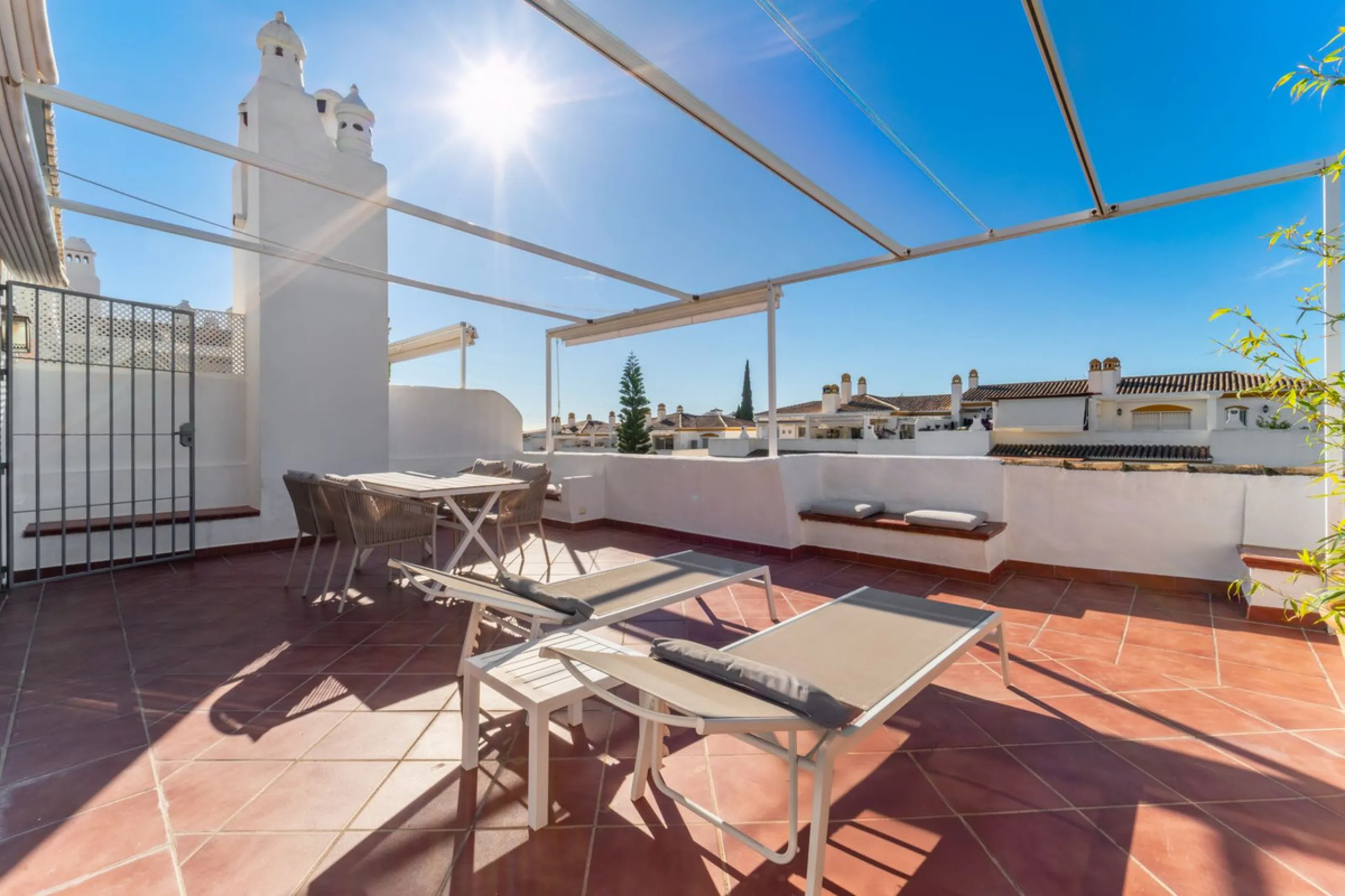 Located in the prestigious area of Nagüeles, Marbella, this elegant 3-bedroom, 3-bathroom duplex apartment occupies the first and second (top) floors of the sought-after Urb. Pueblo Bermejo, offering privacy, comfort, and an exceptional residential settin