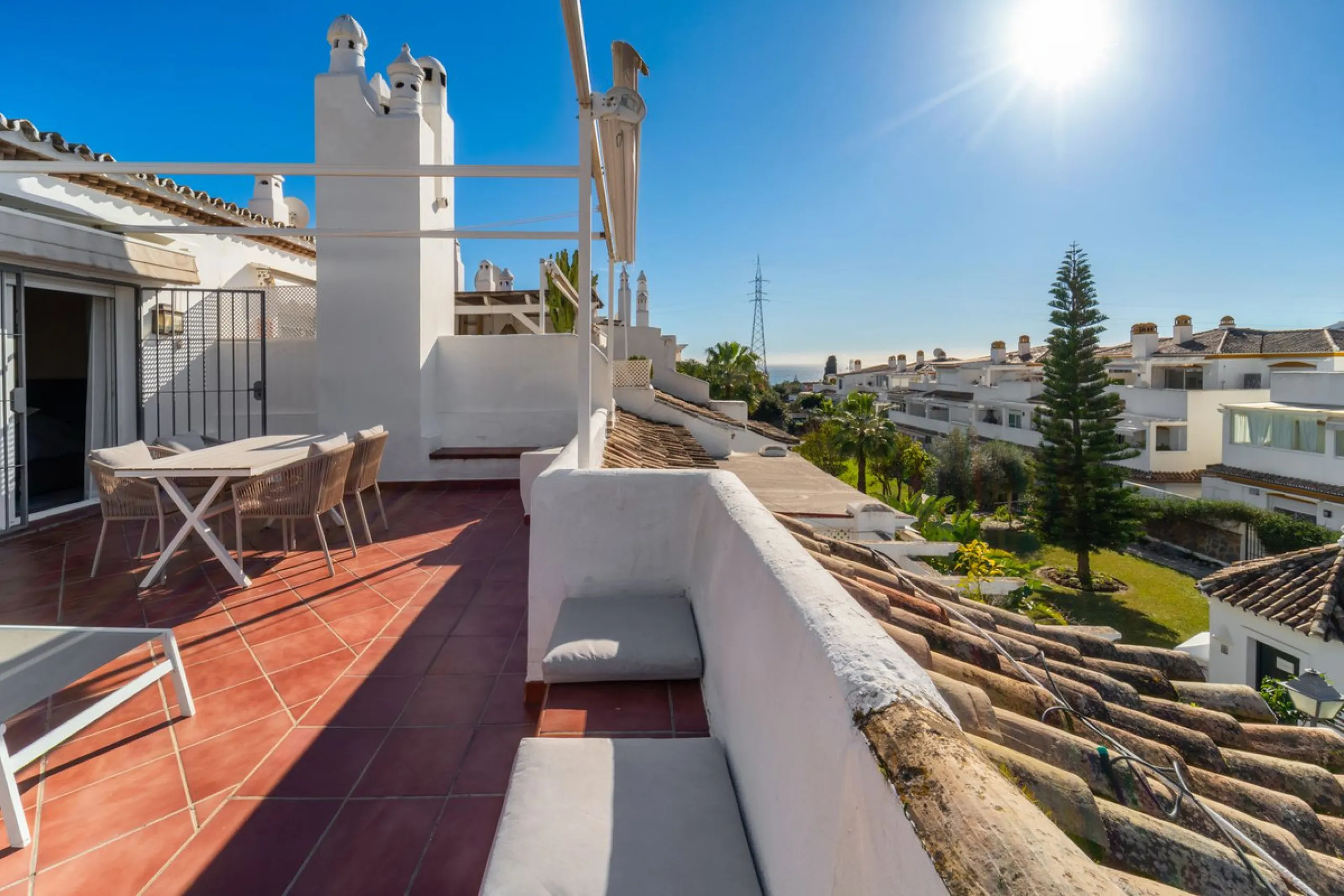 Located in the prestigious area of Nagüeles, Marbella, this elegant 3-bedroom, 3-bathroom duplex apartment occupies the first and second (top) floors of the sought-after Urb. Pueblo Bermejo, offering privacy, comfort, and an exceptional residential settin