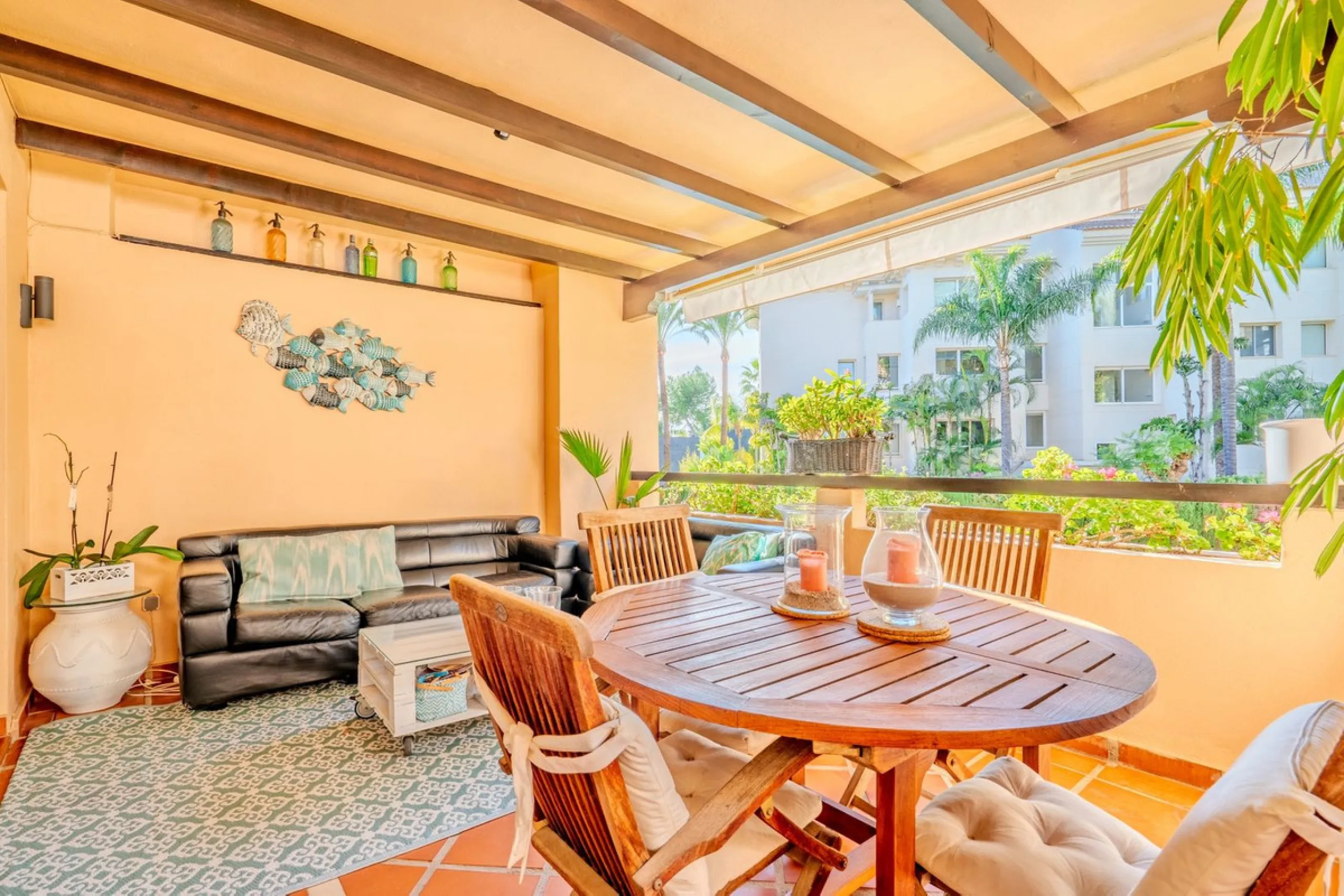 This elegant apartment is located in an exclusive gated residential complex surrounded by nature, offering complete tranquility and privacy. The complex has few properties and is monitored by security cameras at all times.