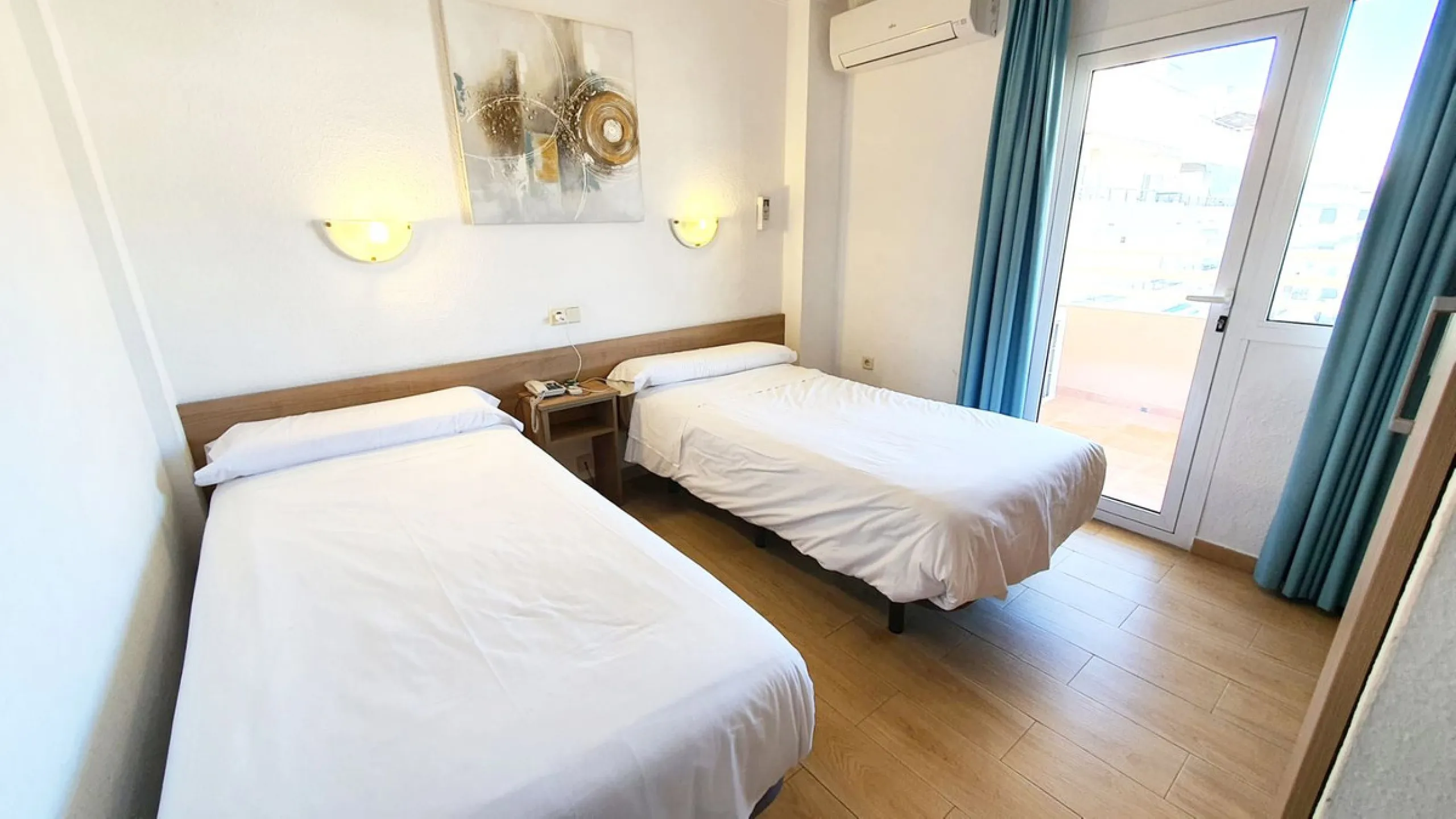 Lovely 2 bedroom apartment front line beach with a large wrap around terrace. This property offers a double bedroom and smaller one, fully equipped kitchen, bathroom and lounge dining with terrace, boasting stunning sea and mountain views. It isset in a b