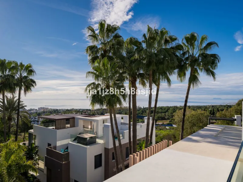 Set within the prestigious Le Blanc development in Sierra Blanca, one of Marbella's most sought-after residential enclaves, this exceptional semi-detached villa offers refined luxury living just six minutes from the beach and within walking distance of se