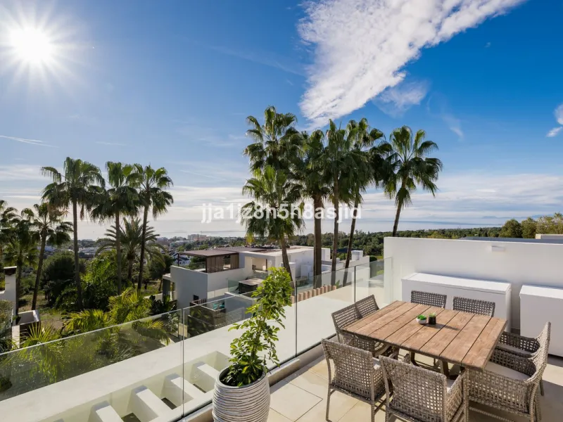 Set within the prestigious Le Blanc development in Sierra Blanca, one of Marbella's most sought-after residential enclaves, this exceptional semi-detached villa offers refined luxury living just six minutes from the beach and within walking distance of se