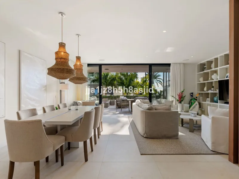 Set within the prestigious Le Blanc development in Sierra Blanca, one of Marbella's most sought-after residential enclaves, this exceptional semi-detached villa offers refined luxury living just six minutes from the beach and within walking distance of se