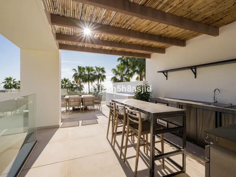 Set within the prestigious Le Blanc development in Sierra Blanca, one of Marbella's most sought-after residential enclaves, this exceptional semi-detached villa offers refined luxury living just six minutes from the beach and within walking distance of se