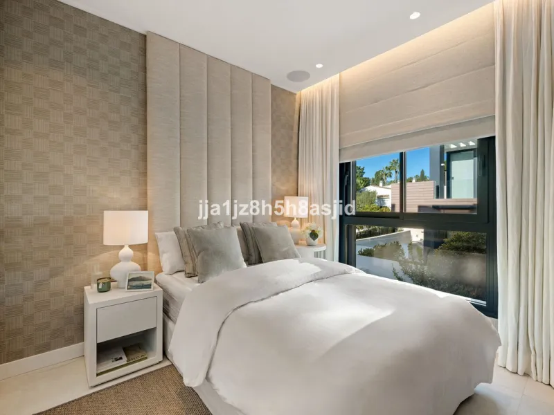Set within the prestigious Le Blanc development in Sierra Blanca, one of Marbella's most sought-after residential enclaves, this exceptional semi-detached villa offers refined luxury living just six minutes from the beach and within walking distance of se
