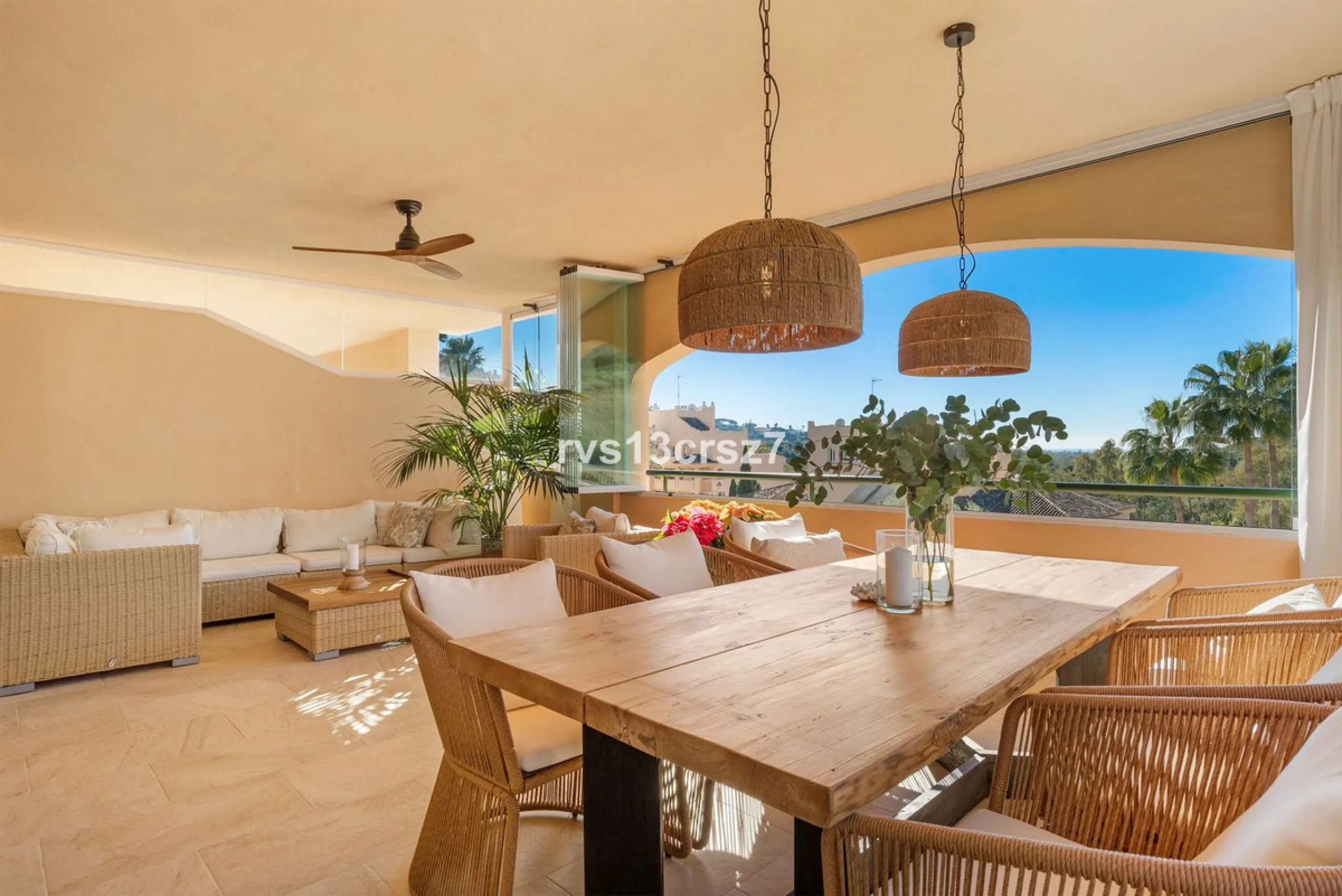 Spacious, recently renovated 3-bedroom apartment in one of the most beautiful and safest urbanizations in Elviria, "St. Maria Village." A 24-hour security community just 5 minutes from the beach, it features several swimming pools and a large, beautifully