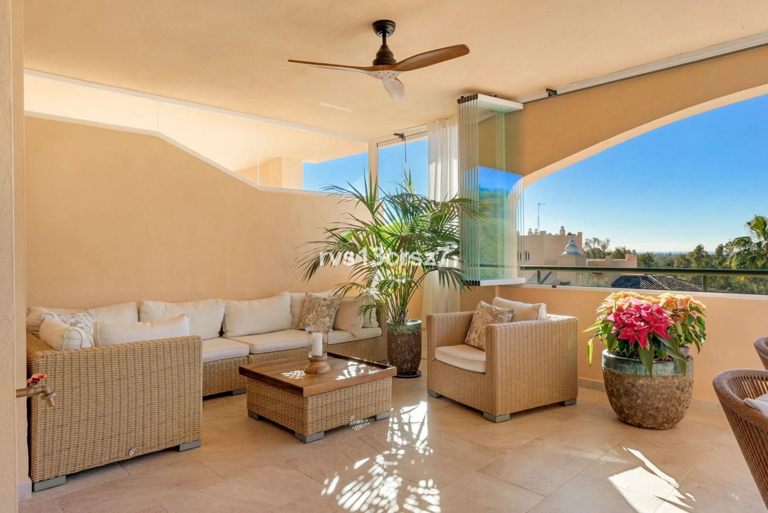 Spacious, recently renovated 3-bedroom apartment in one of the most beautiful and safest urbanizations in Elviria, "St. Maria Village." A 24-hour security community just 5 minutes from the beach, it features several swimming pools and a large, beautifully