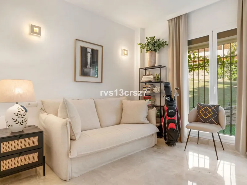 Spacious, recently renovated 3-bedroom apartment in one of the most beautiful and safest urbanizations in Elviria, "St. Maria Village." A 24-hour security community just 5 minutes from the beach, it features several swimming pools and a large, beautifully