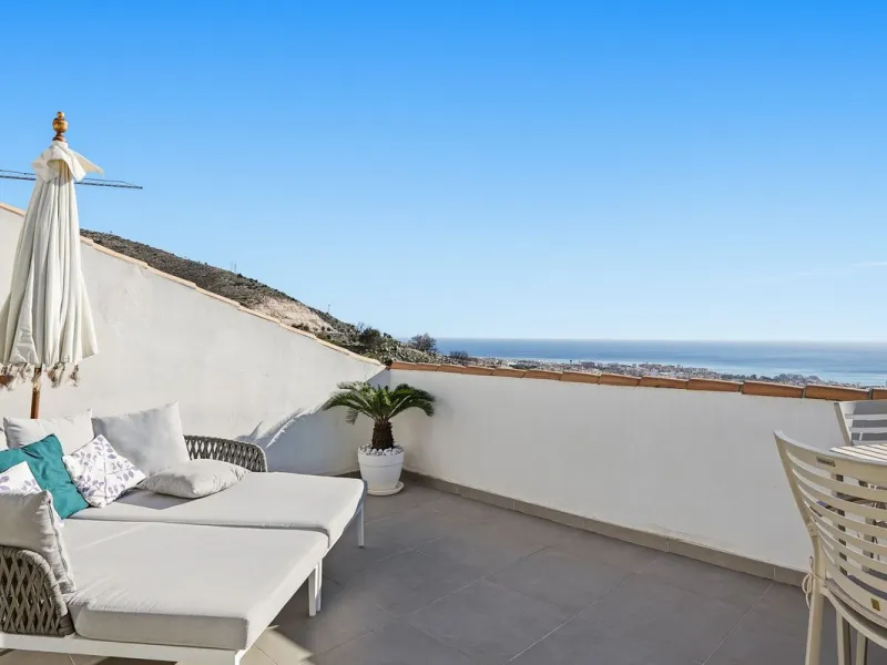 We are delighted to present for sale this stunning 3-bedroom, 2-bathroom duplex penthouse boasting spectacular panoramic views of the Mediterranean Sea.