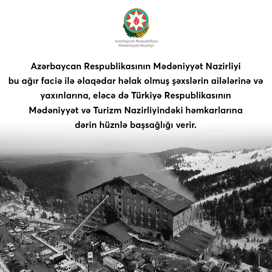 Mədəniyyət Nazirliyi Türkiyəyə başsağlığı verib