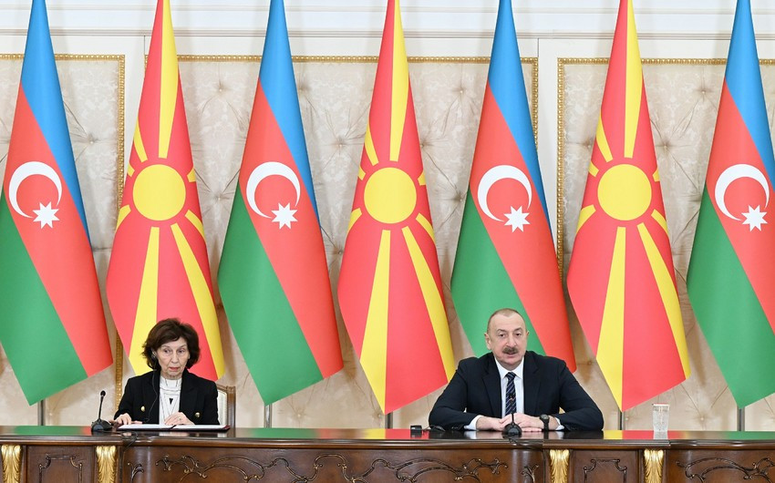 Azərbaycan və Şimali Makedoniya prezidentləri mətbuata bəyanatlarla çıxış ediblər-