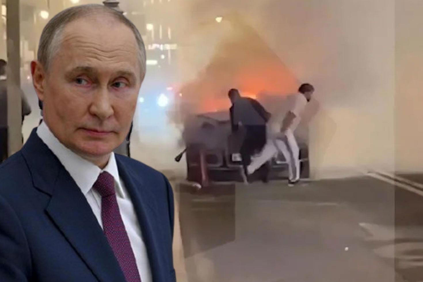 Moskvanın mərkəzində partlayış: Putinin limuzini alovlara büründü