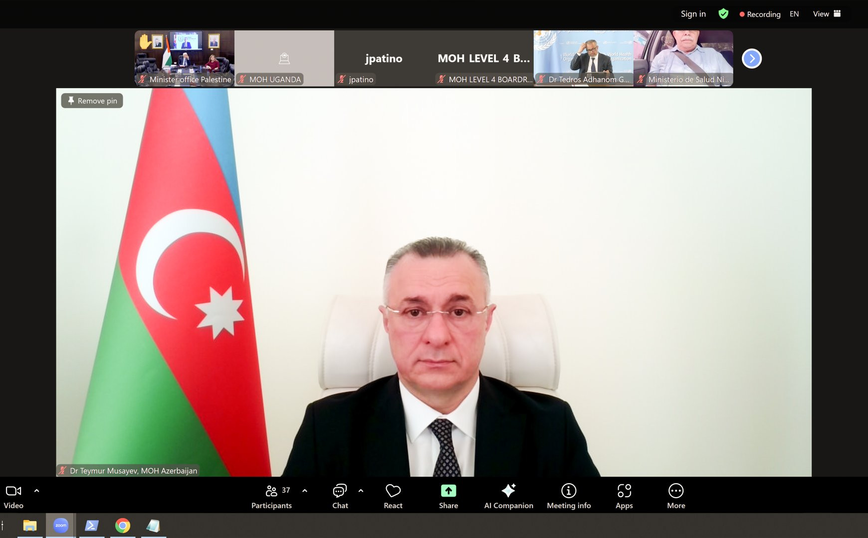Qoşulmama Hərəkatına üzv dövlətlərin səhiyyə nazirlərinin onlayn iclası keçirilib