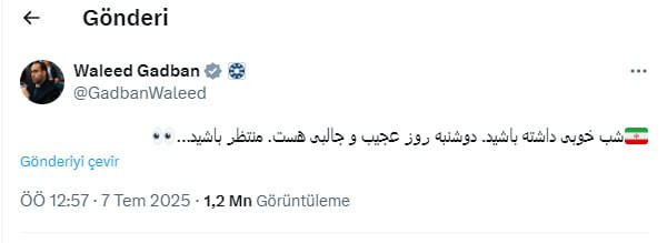 İsrailli diplomatın müəmmalı İran paylaşımı: “Bazar ertəsi maraqlı gündür”