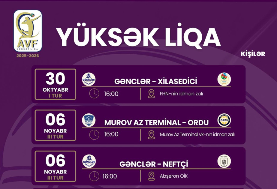 Voleybol üzrə Azərbaycan çempionatında növbəti oyunların vaxtı açıqlanıb