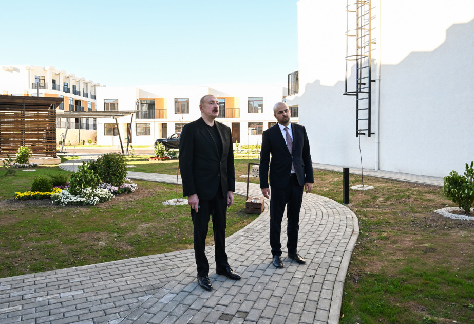 İlham Əliyev Zəngilan şəhərində 104 mənzilli yaşayış kompleksində görülmüş işlərlə tanış olub