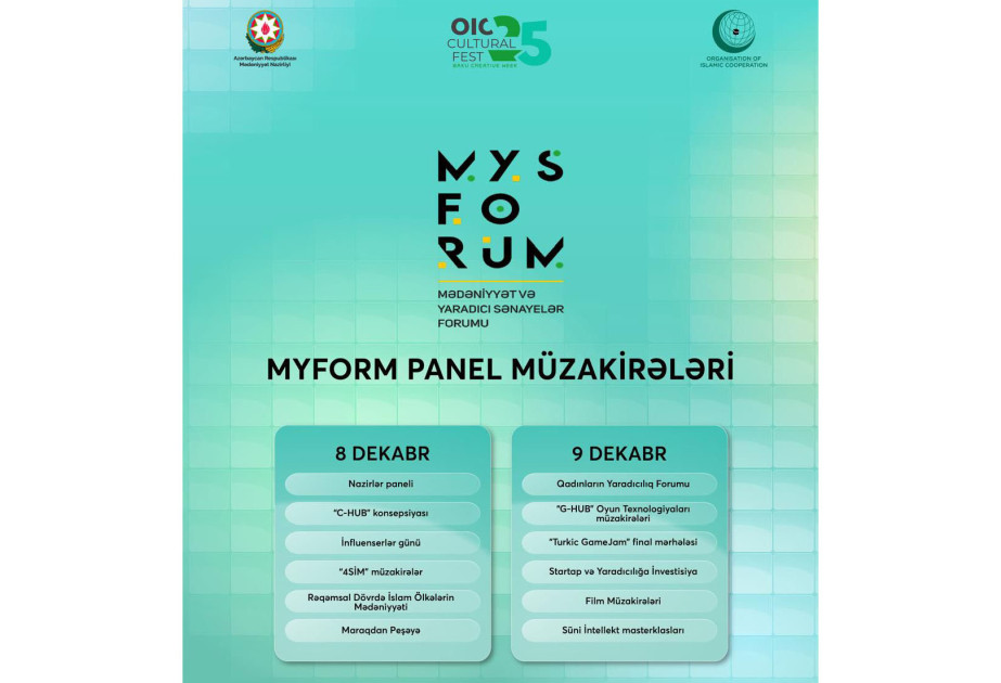 “İƏT Mədəniyyət Festivalı: Bakı Yaradıcı Həftə 25” çərçivəsində MyForum panel müzakirələri keçiriləcək