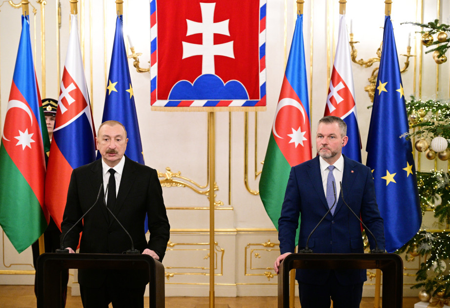 Azərbaycan və Slovakiya prezidentləri mətbuata bəyanatlarla çıxış ediblər-