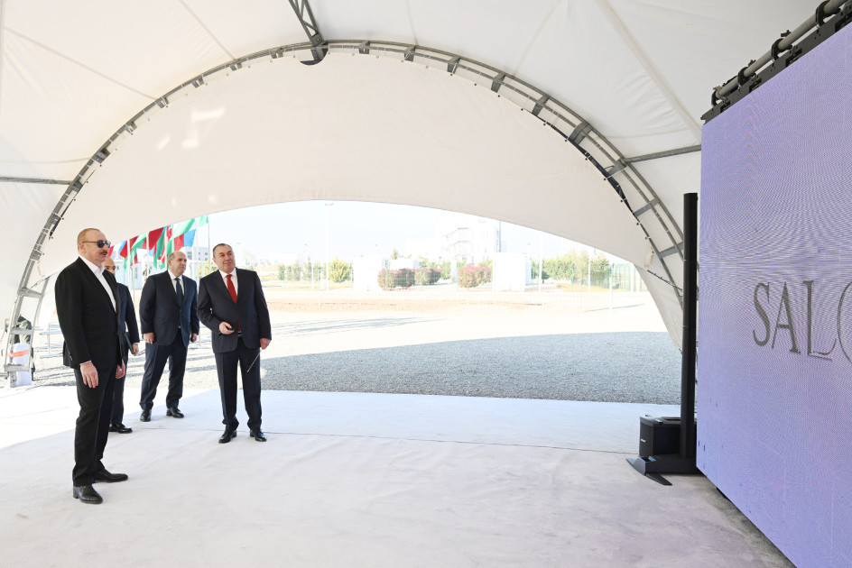 İlham Əliyev Ağdam Sənaye Parkında “Saloğlu Qarabağ” MMC-nin istehsal müəssisəsinin təməlini qoyub