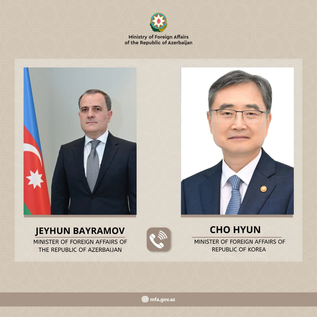 Ceyhun Bayramov koreyalı həmkarı ilə ikitərəfli münasibətləri müzakirə edib