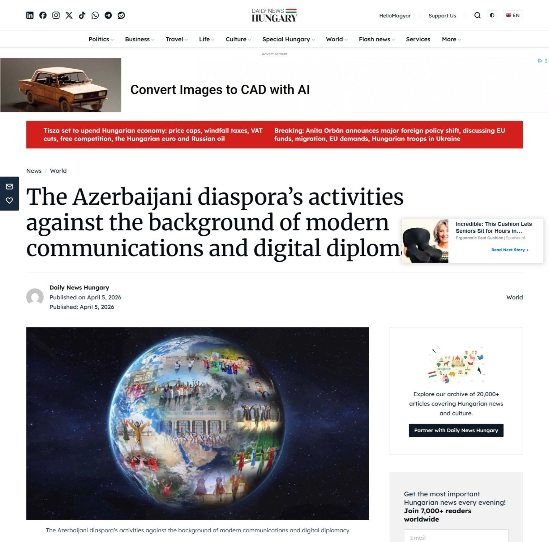 Macarıstanda Azərbaycan diasporu haqqında məqalə çıxıb