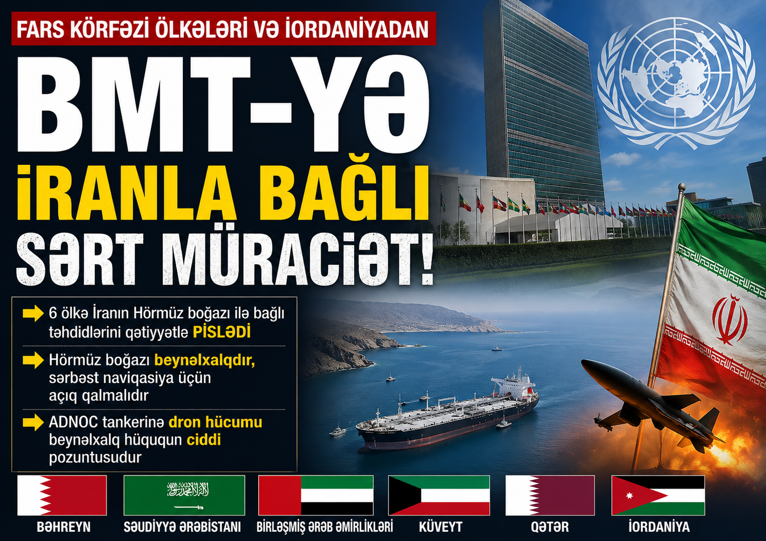 Fars körfəzi ölkələri və İordaniyadan BMT-yə İranla bağlı sərt müraciət