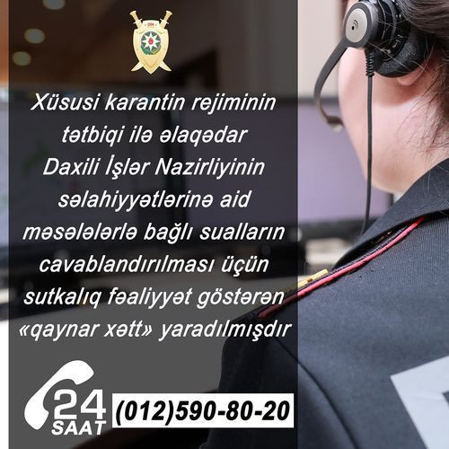 DİN-də karantin rejimi ilə bağlı &ldquo;qaynar xətt&rdquo; yaradıldı - Əlaqə nömrəsi