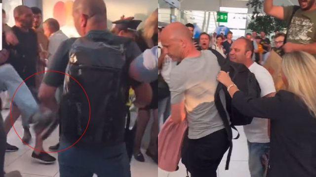 "Roma" azarkeşləri ingilis hakimi hava limanında yumruqladılar - FOTOLAR