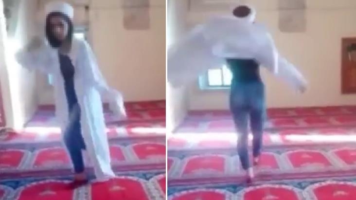Türkiyədə məscidə girən qızın rəqsi qalmaqal yaratdı - FOTOLAR