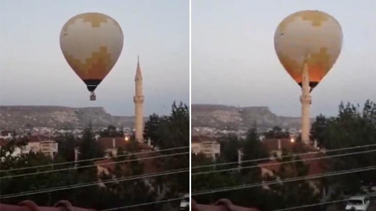 Kapadokiyada hava balonu məscidin minarəsini zədələyib
