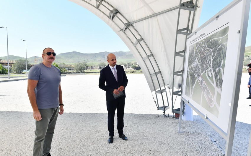 Prezident İlham Əliyev Cəbrayıl rayonuna səfər edib, inzibati binanın təməli qoyulub