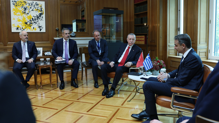 Prezident Ərdoğan Mitsotakis ilə görüşüb - FOTOLAR