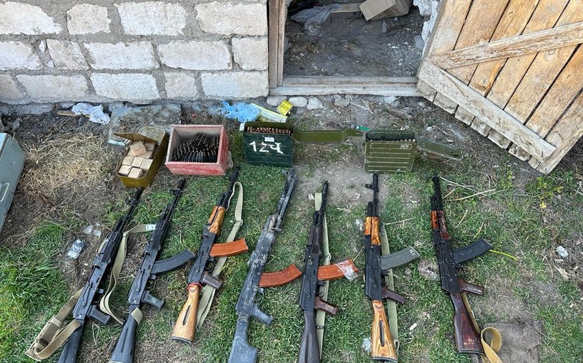 Ağdamda evin zirzəmisindən silah-sursat tapılıb