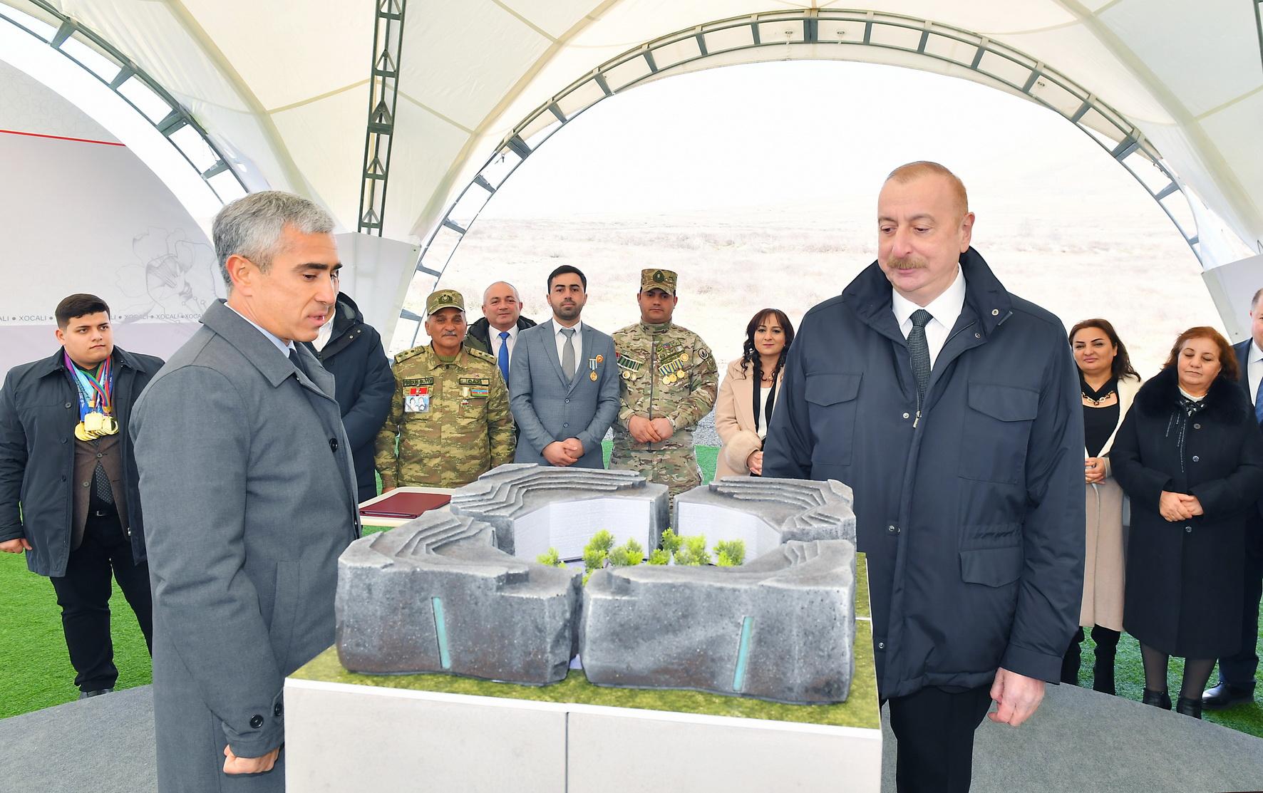 Prezident Xocalıda: soyqırım&nbsp;memorialının təməli qoyuldu, mühüm mesajlar verildi - FOTOLAR (Yenilənib)