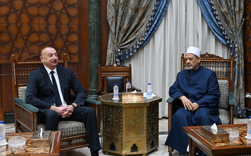 Prezident İlham Əliyev Əl-Əzhəri Şərifin şeyxi, böyük imam Əhməd Məhəmməd Əhməd Əl Tayyib ilə görüşüb - FOTOLAR