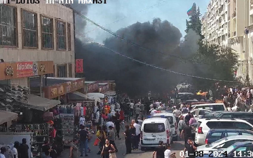 &ldquo;8-ci kilometr bazar&rdquo;ında&nbsp;ticarət mərkəzi yanır