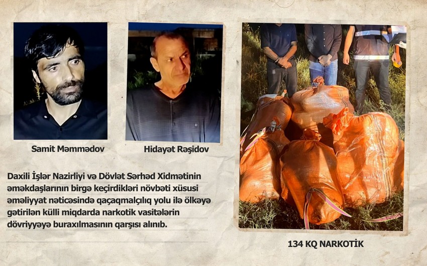 İmişlidə əməliyyat: ölkəyə 134 kq narkotik keçirənlər tutulub - VİDEO