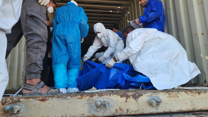 İsrail Qəzzaya içində 88 cəsədin olduğu konteyner göndərib, lakin onların çoxu geri qaytarılıb - FOTOLAR