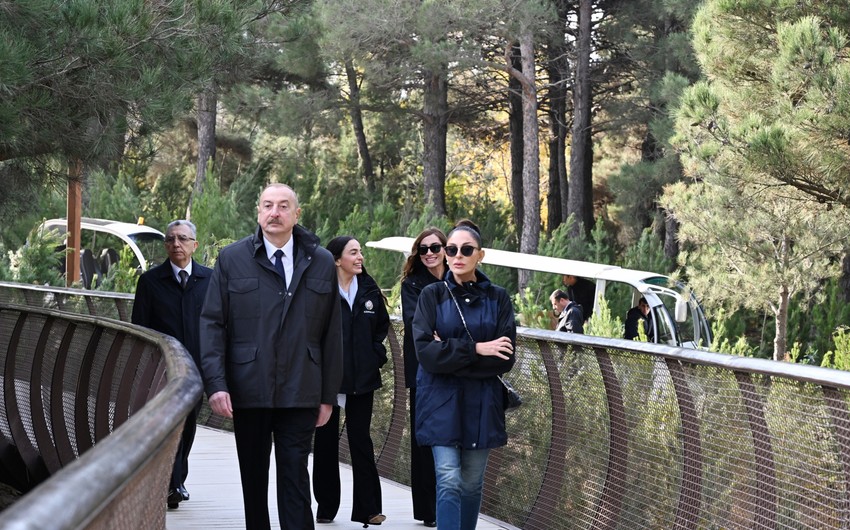 Prezident İlham Əliyev və ailə üzvləri Mərkəzi Nəbatat Bağının açılışında - FOTOLAR