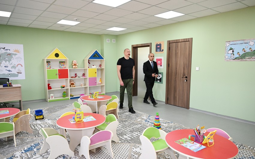Prezident&nbsp;İlham Əliyev körpələr evi-uşaq bağçasının açılışını edib -&nbsp;FOTO