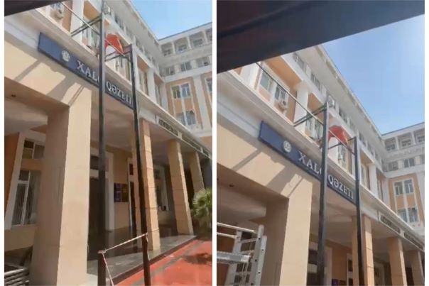 Bakıda tarixi abidəyə&nbsp;quraşdırılmış metal konstruksiyalar sökülür - FOTOLAR