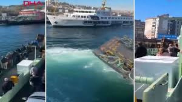 İstanbulda bərə estakadaya belə çırpıldı - VİDEO