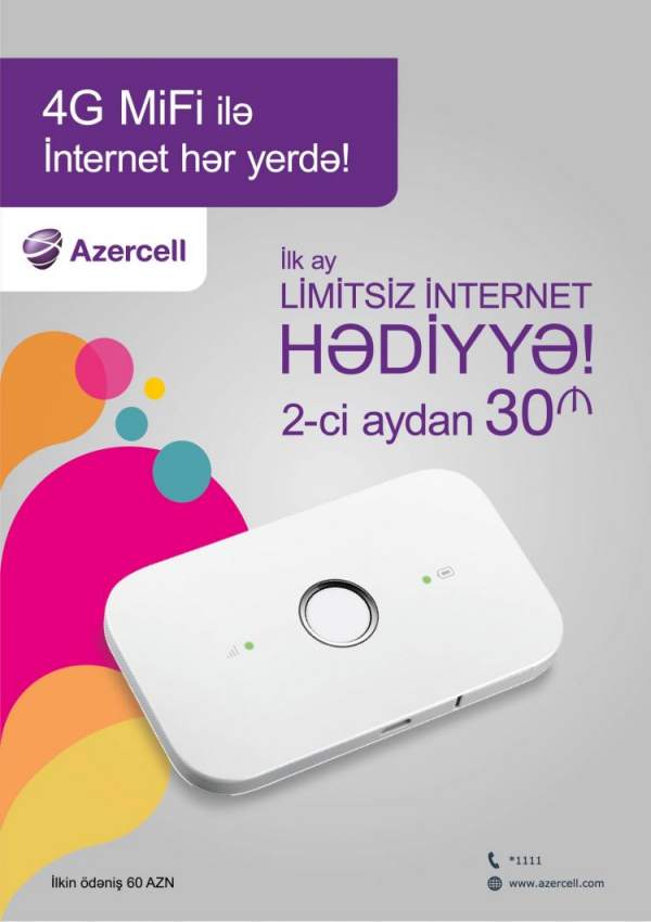 “Azercell”dən 4G MiFi və 3G USB modemlə bağlı yeni –  Kampaniya
