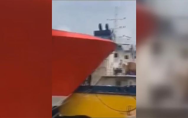 Kruiz gəmisi tankerə çırpıldı - VİDEO
