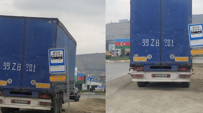 \"Meyvəli\" dairəsində sürücüləri tələyə salan yük maşını dayanıb - DİQQƏT - FOTO