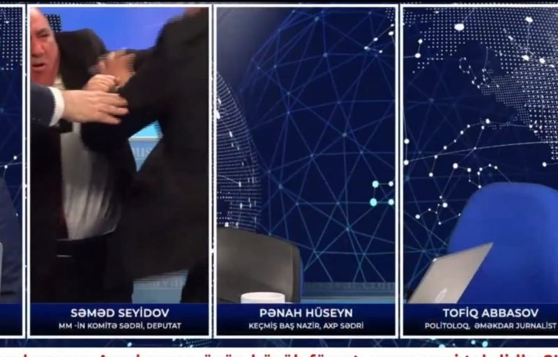 Canlı efirdə dava! Pənah Hüseynlə AzTV-nin baş redaktoru əlbəyaxa oldular - VİDEO