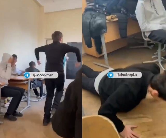 Daha bir məktəbdə biabırçı görüntülər: Sinifin altını üstünə çevirdilər - VİDEO